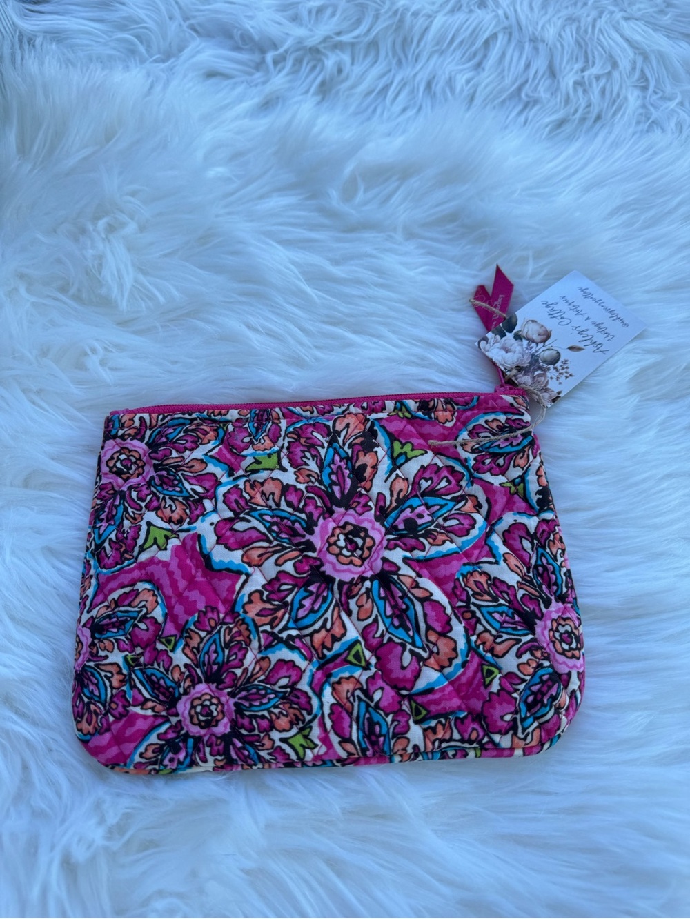 Vera Bradley Pink Floral Quilted Wristlet